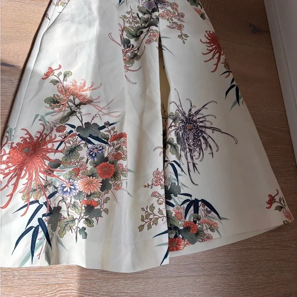 Zara Cream A-Line Midi Skirt with Multicolor Floral Print - Picture 1 of 6